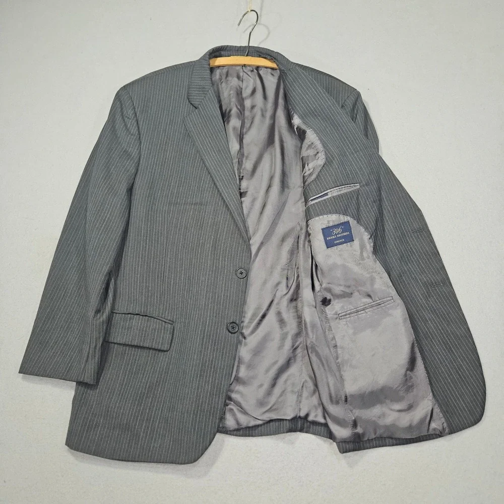 Brooks Brothers 346 Pinstripe Stretch Blazer Sport Coat Grey Sz 40R